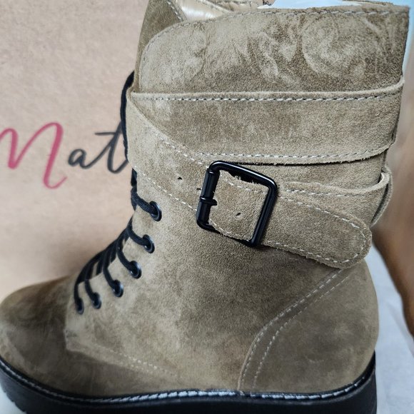 Matisse Nib Hunter Suede Over Ankle Lug Boots Zip Lace Combat Vibe - Picture 7 of 7